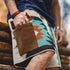Navajo Totem Knit Shorts with geometric pattern and corduroy pocket.